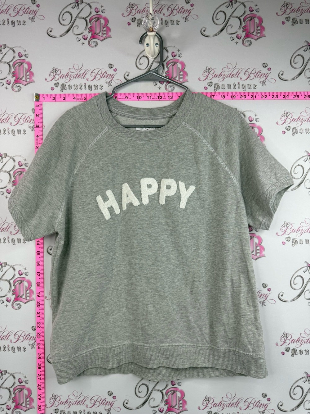 Grayson Threads Gray Short-Sleeve Tee with 'HAPPY' Applique
